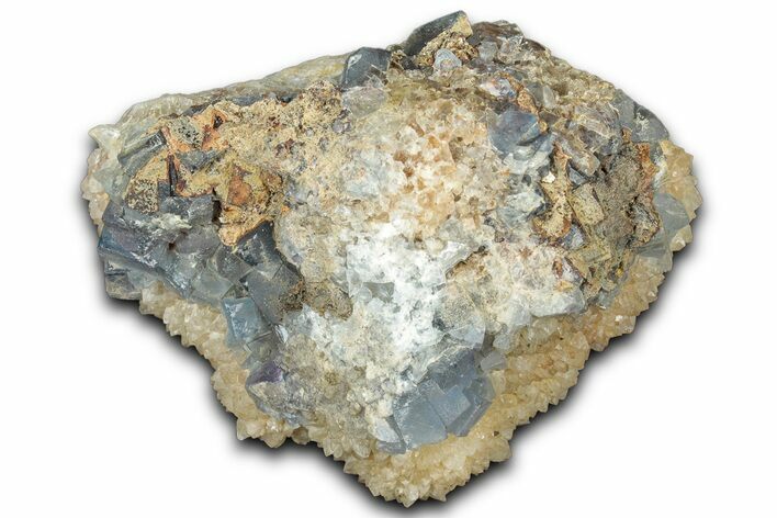 Blue Cubic Fluorite Crystals on Quartz - New Mexico #326176